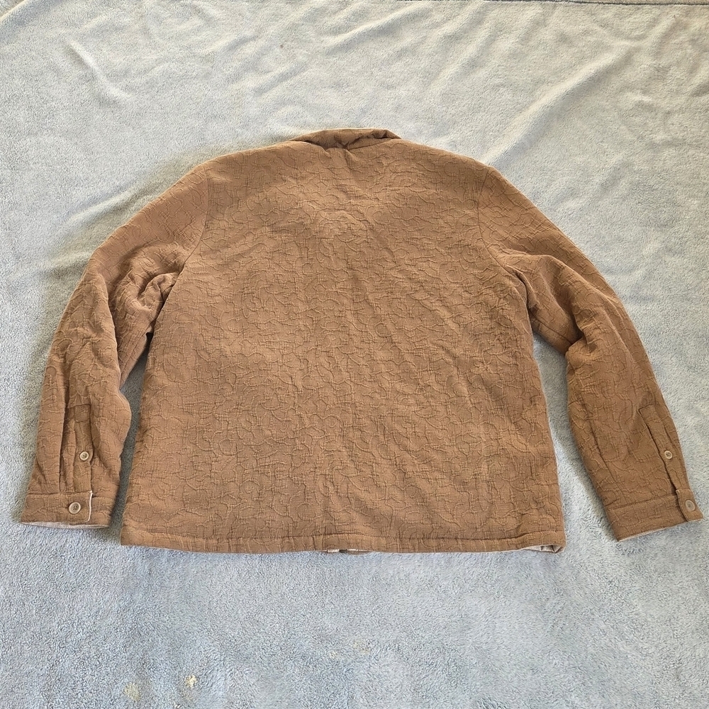 Carbon2Cobalt Textured Thick Western Brown Tan Jacket Zip Up Large Soft Linen - Picture 10 of 12